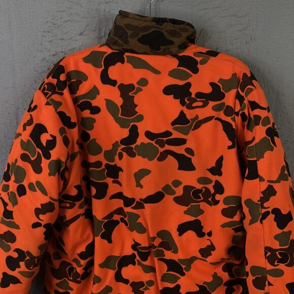 Reversible Hunting Jacket Mens Large Camo Blaze Orange Quilted Pockets Insulated - Picture 6 of 16